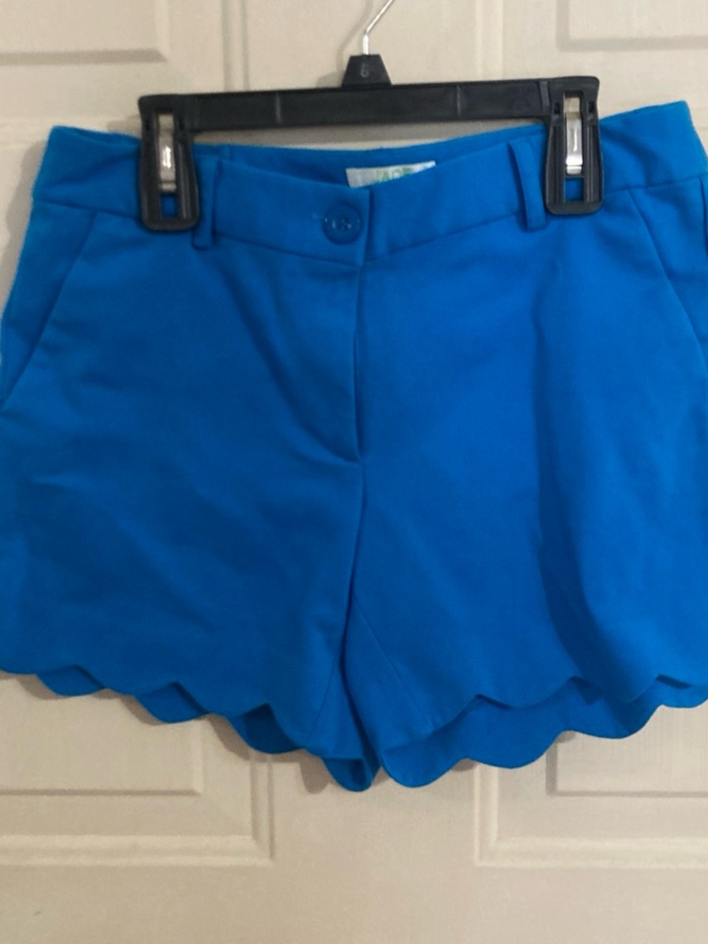 Blue Scallop Hem Women's Shorts